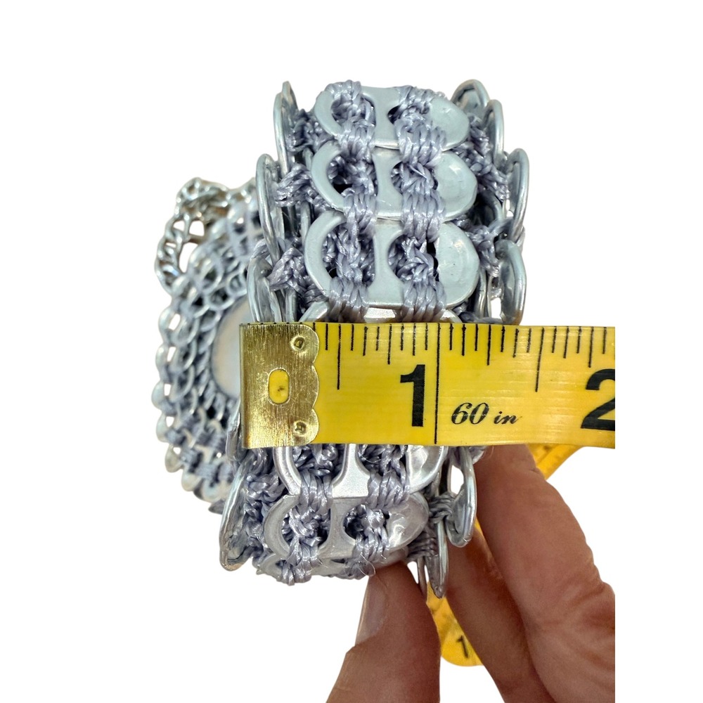 Walleska Ecochicc Silver Soda Tab Boombox Crochet Wristlet Clutch Bag Brazil - Picture 6 of 12